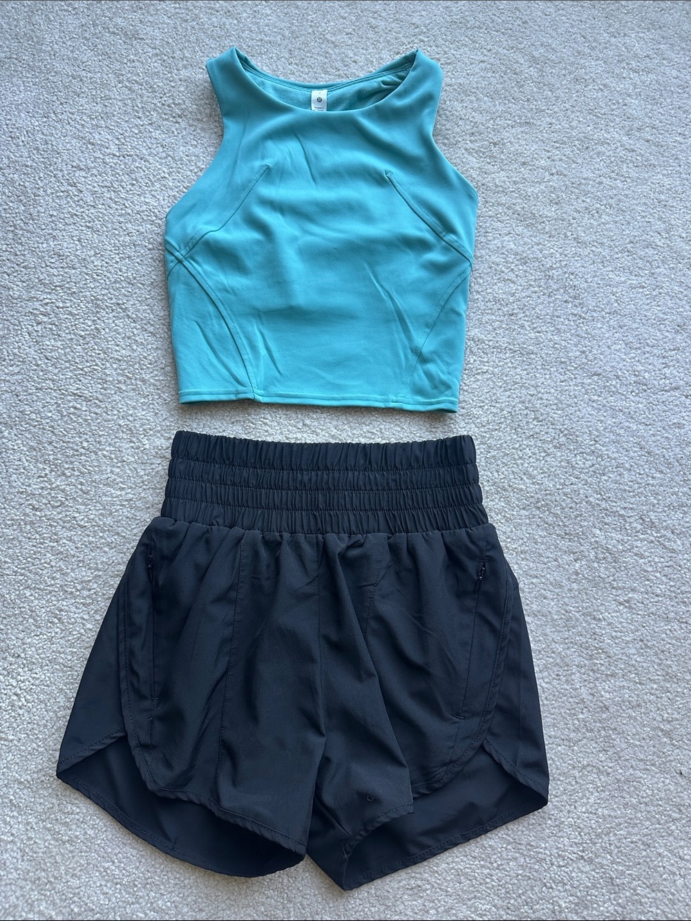 Lululemon Tidal Wave Wunder Train Tank with Black Athletic Shorts